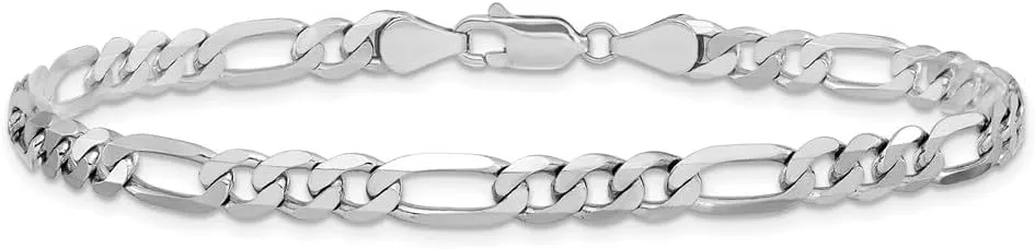 IceCarats 14K Solid White Gold 5.75mm Figaro Link Chain Bracelet