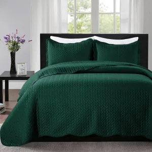 IR Imperial Rooms Twin Quilt Bedding Set Size (68” x 86”)   1 Pillow Shams (20” x 26”   2”) - 2 Pcs Summer Season Lightweight Reversible Microfiber Coverlet Embossed Quilt Bedspread (Emerald)