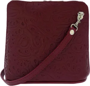 Italian Embossed Genuine Leather Crossbody Shoulder Bag Clutch Handbag For Women