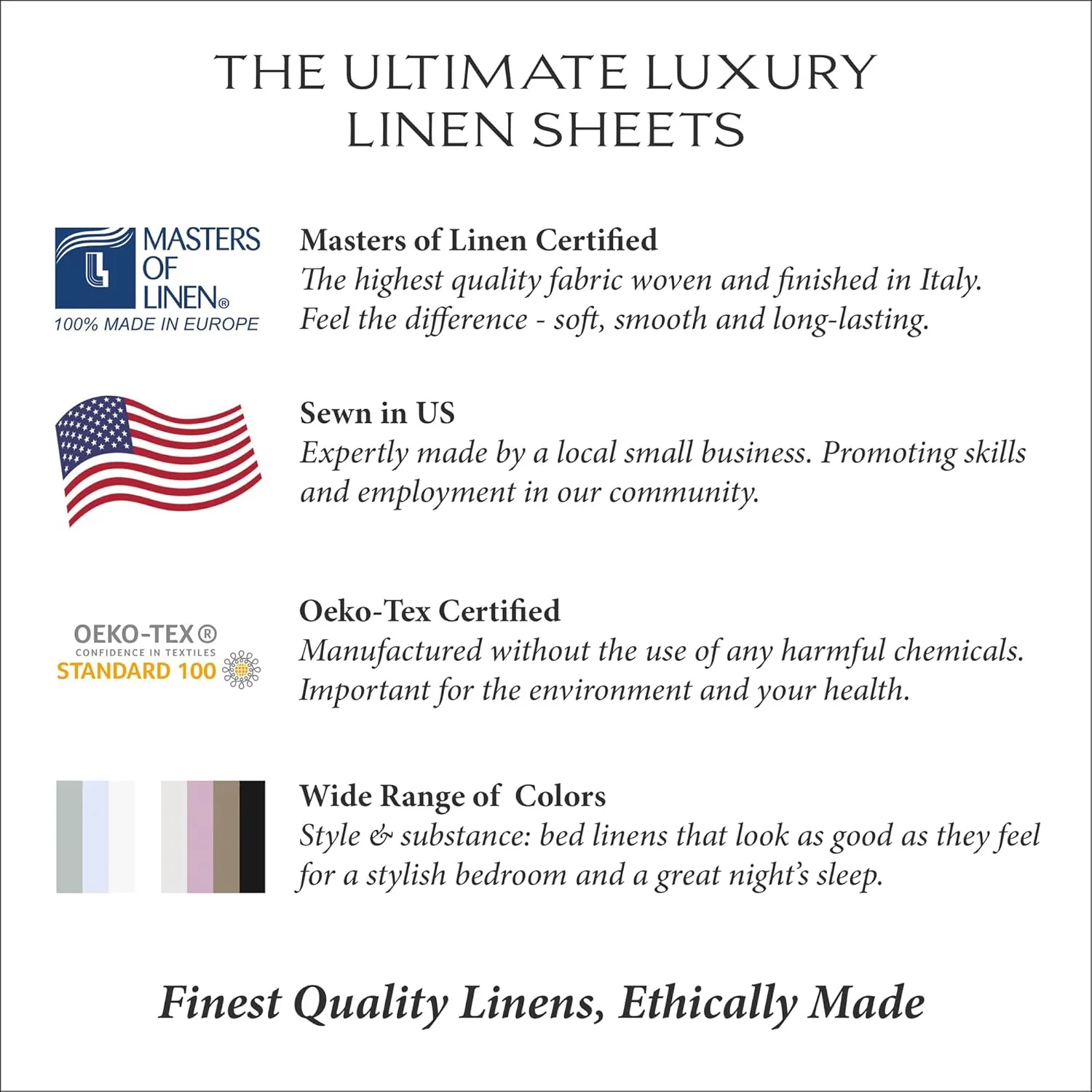 Ivory Linen Sheet Set Breathable French Flax Woven in Italy European Luxury Quality Sheets - Queen Size