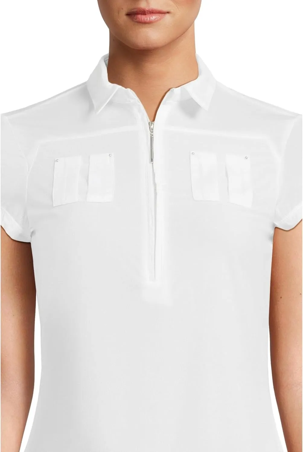 Jamie Sadock Women's Solid Sunsense Polo with Mesh Overlay