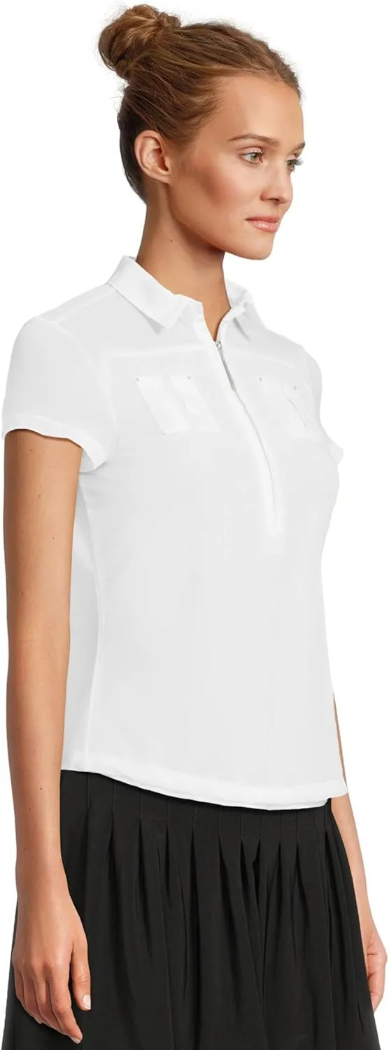 Jamie Sadock Women's Solid Sunsense Polo with Mesh Overlay
