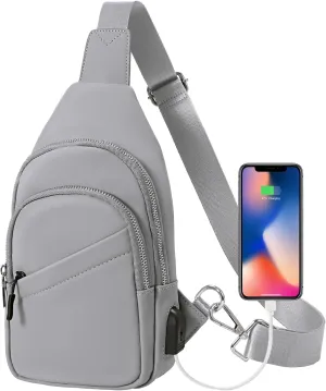 JASGOOD Sling Bag for Men Women, Crossbody Bag Faux Leather Fanny Pack Waterproof Chest Bag Backpack for Travel,Hiking