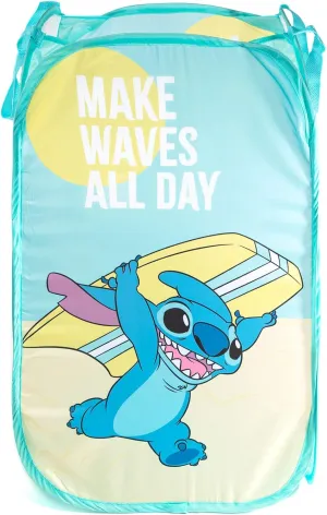 Jay Franco Disney Lilo & Stitch Make Waves Pop Up Hamper - Mesh Laundry Basket/Bag with Durable Handles (Official Disney Product)