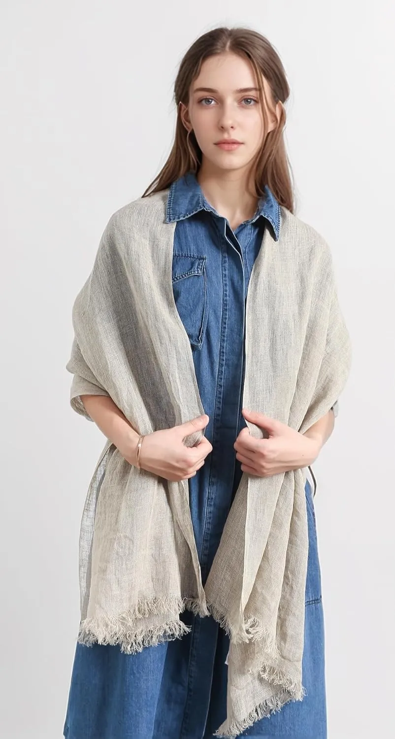 Jeelow Lightweight Summer Scarf Light Shawl Wrap Linen Feel Scarves For Men And Women