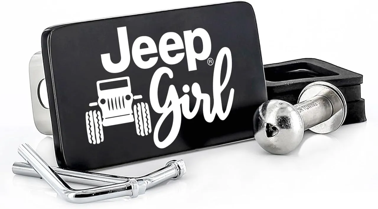 JEEP Girl Trailer Tow Hitch Cover Plug UV Printed Graphics (2" Inch)