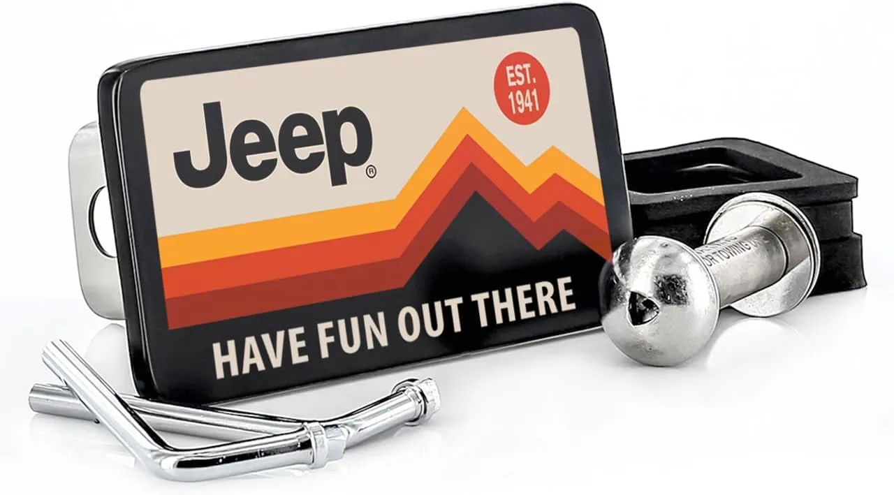 JEEP Have Fun Out There Trailer Tow Hitch Cover Plug UV Printed Graphics (2" Inch)
