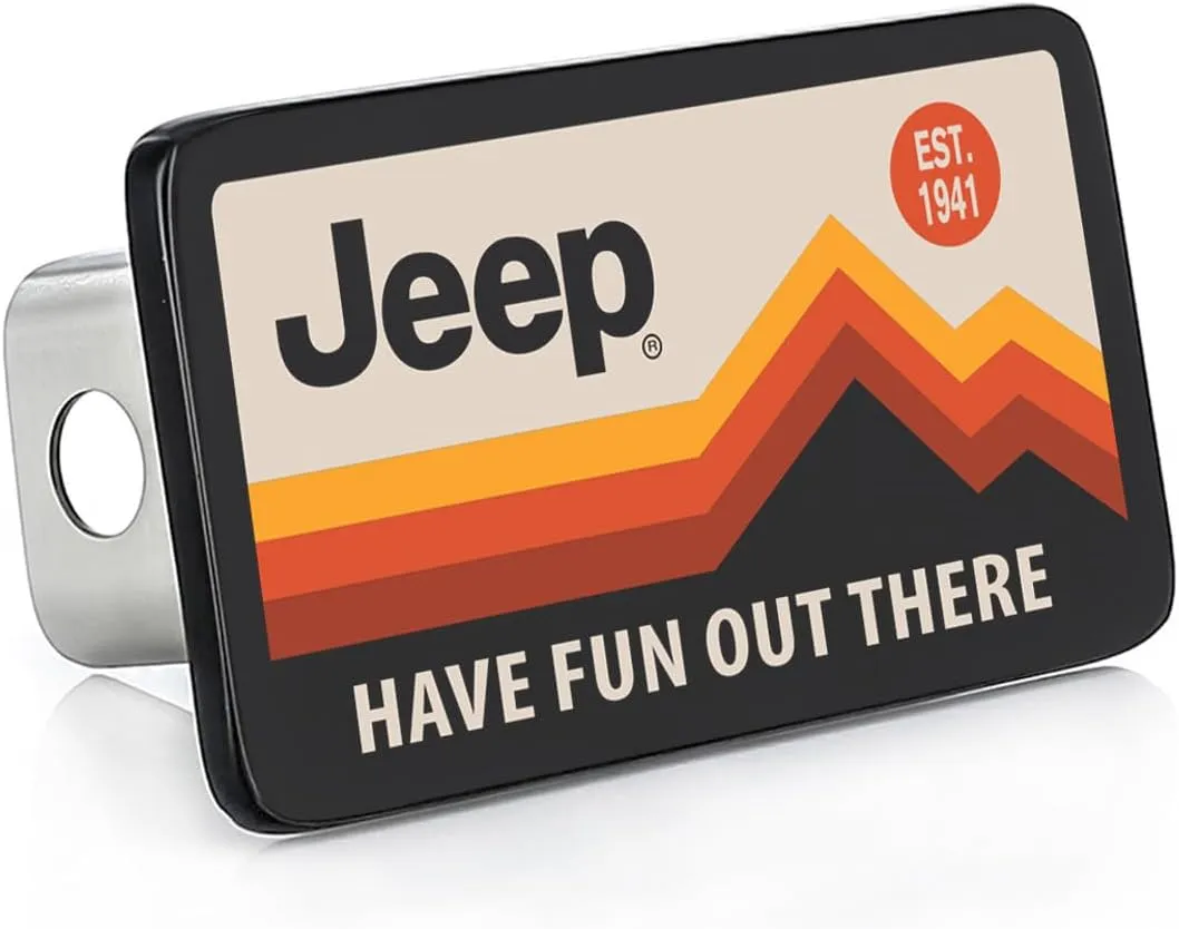 JEEP Have Fun Out There Trailer Tow Hitch Cover Plug UV Printed Graphics (2" Inch)