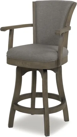 Jennifer Taylor Home Williams 27” Swivel Counter Height Bar Stool, Dark Heathered Grey Linen