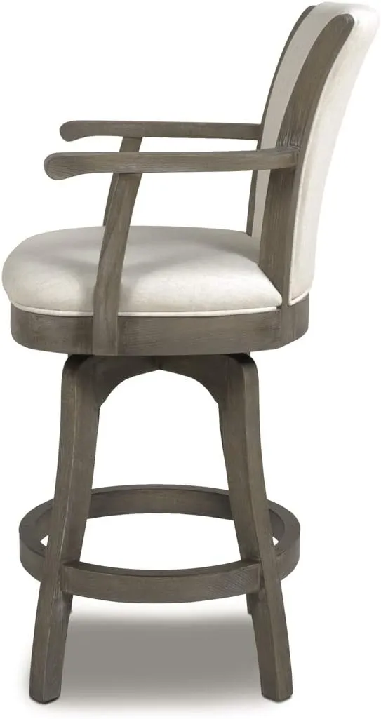 Jennifer Taylor Home Williams 27” Swivel Counter Height Bar Stool, Natural White Linen