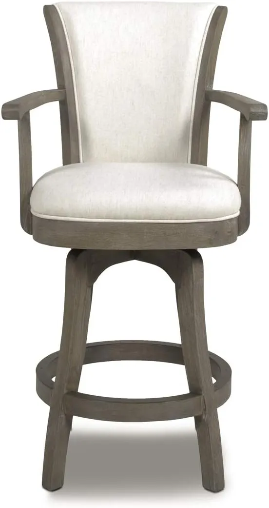 Jennifer Taylor Home Williams 27” Swivel Counter Height Bar Stool, Natural White Linen