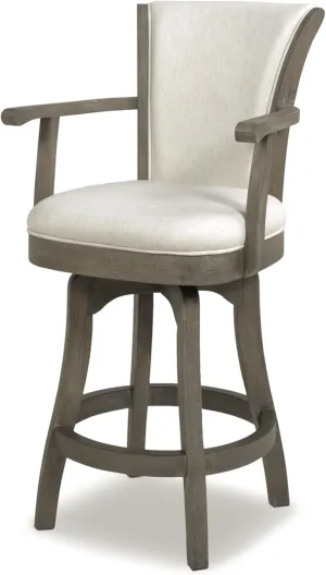 Jennifer Taylor Home Williams 27” Swivel Counter Height Bar Stool, Natural White Linen