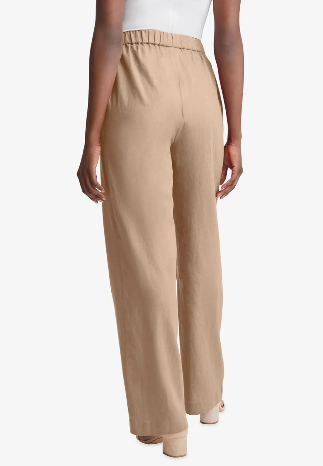 Jessica London Women's Plus Size Linen Wide Leg Sailor Pant