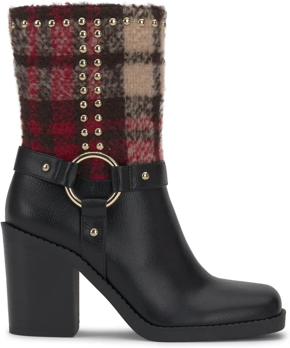 Jessica Simpson Womens Bernique Faux Leather Studded Mid-Calf Boots