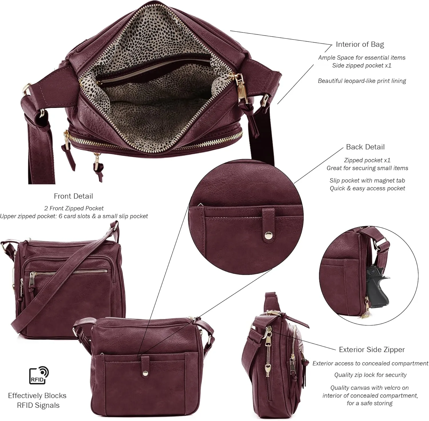 JESSIE & JAMES | Concealed Carry RFID Blocking Crossbody Purse for Women with Lock and Key