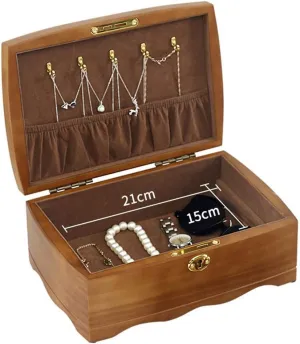 Jewelry Box Jewelry Box With Lock Ring Earrings Necklace Storage Box Double-layer Watch Jewelry Display Box Watch Cabinets (Color : Brown, Size : 26 * 18 * 10cm)
