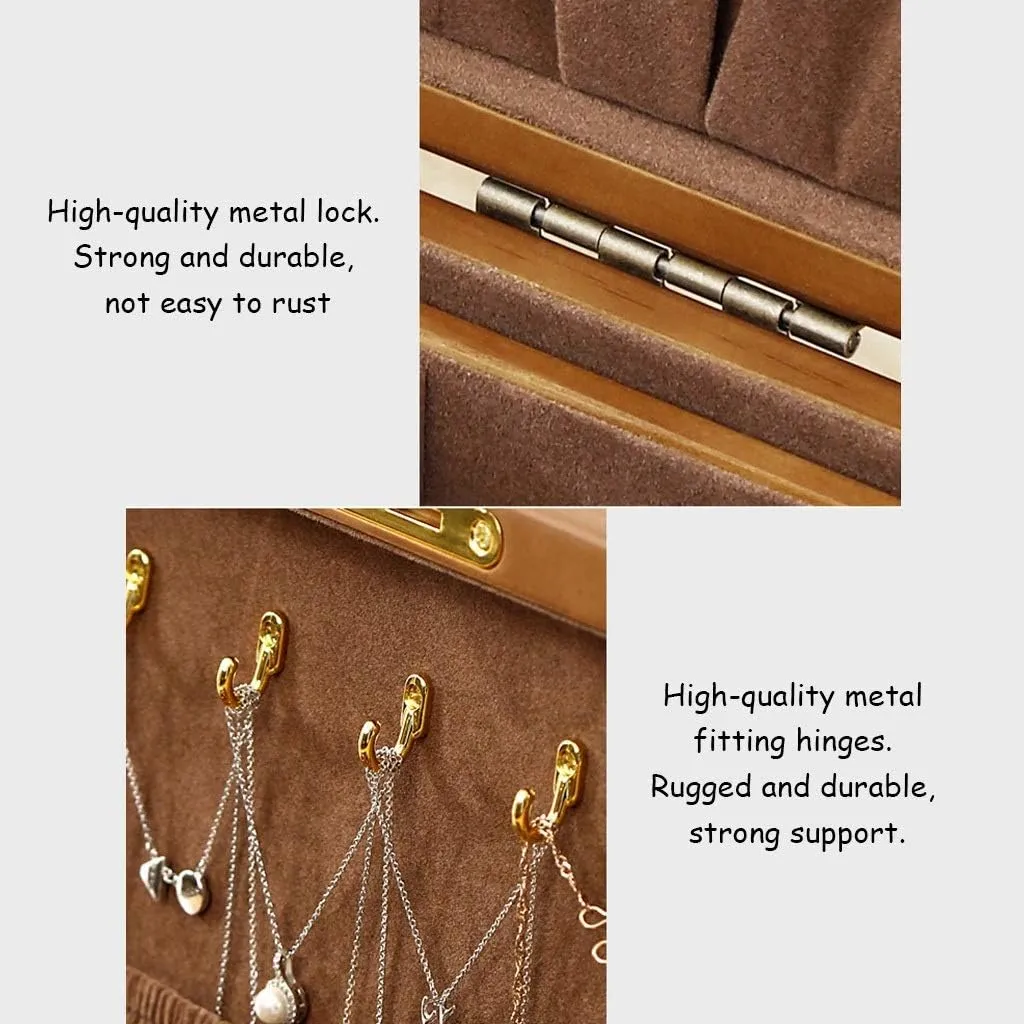 Jewelry Box Jewelry Box With Lock Ring Earrings Necklace Storage Box Double-layer Watch Jewelry Display Box Watch Cabinets (Color : Brown, Size : 26 * 18 * 10cm)