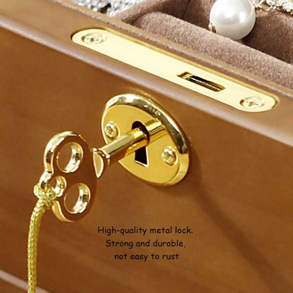 Jewelry Box Jewelry Box With Lock Ring Earrings Necklace Storage Box Double-layer Watch Jewelry Display Box Watch Cabinets (Color : Brown, Size : 26 * 18 * 10cm)