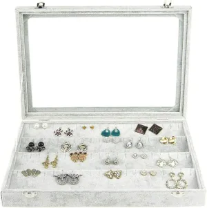 Jewelry Boxes Jewelry Box with Clear Glass Lid 10 Different Designs Velvet Jewelry Organizer Box Jewelry Showcase for Watch Earrings Rings Jewelry Organizer (Jewelry Box a)