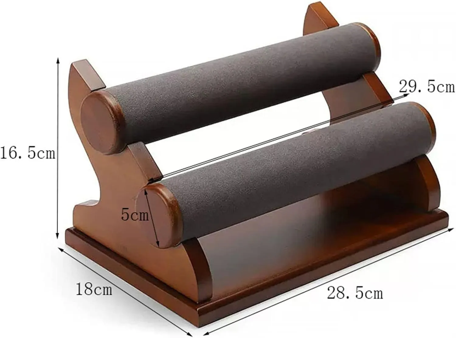 Jewelry Display Rack Bracelet Holder with 2 Tier Racks, Velvet Jewelry Display Stands, Wooden Watch Bangle T-Bar Jewelry Organizer for Wrist Watch, Bangles and Bracelets Jewelry Display Stand(A)