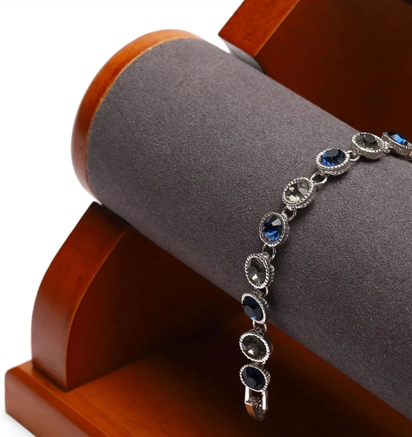Jewelry Display Rack Bracelet Holder with 2 Tier Racks, Velvet Jewelry Display Stands, Wooden Watch Bangle T-Bar Jewelry Organizer for Wrist Watch, Bangles and Bracelets Jewelry Display Stand(A)