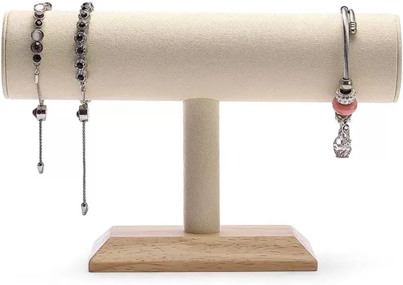 Jewelry Display Stand T Shape Velvet Jewelry Display Removable Bracelet Holder Jewelry Stand Necklace Stand Jewelry Towers and Watch Holder for Home Organization Mall Jewelry Shelf ( Color : Brass )
