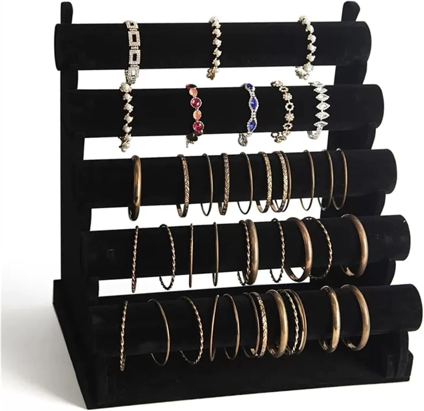 Jewelry Holder Jewelry Organizer Stand 5 Tier Bracelet Holder Jewelry Display Stand Detachable Velvet Bracelet Watch Display Stand Necklace Storage Holder Jewel