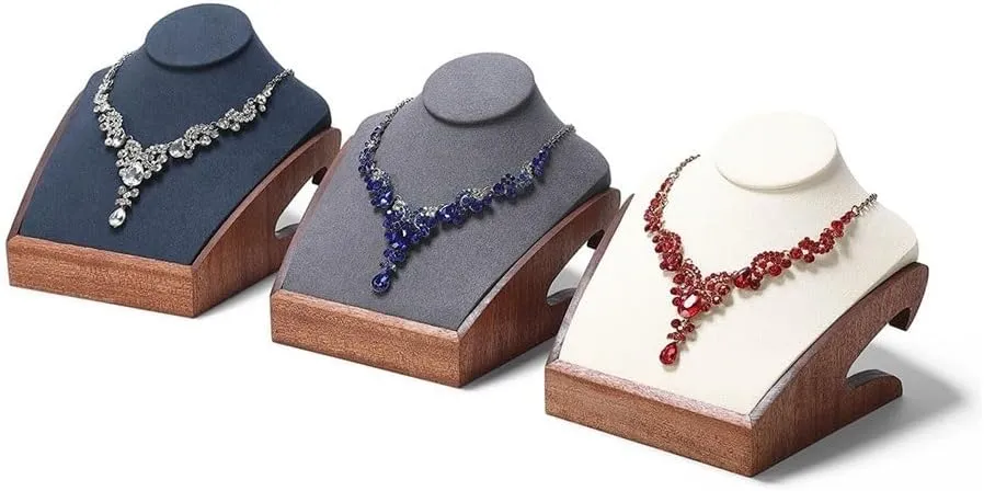 Jewelry Holder Stand Wooden Necklace Display Stand Pendant Jewelry Stand Counter Jewelry Display Props Wooden Base Jewelry Display(Gris)