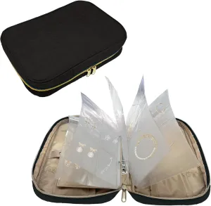 Jewelry Organizer Case Portable Travel Jewelry Storage Bag for Necklaces, Earrings, Rings, Bracelets, Watch，Women Traveling (Black)