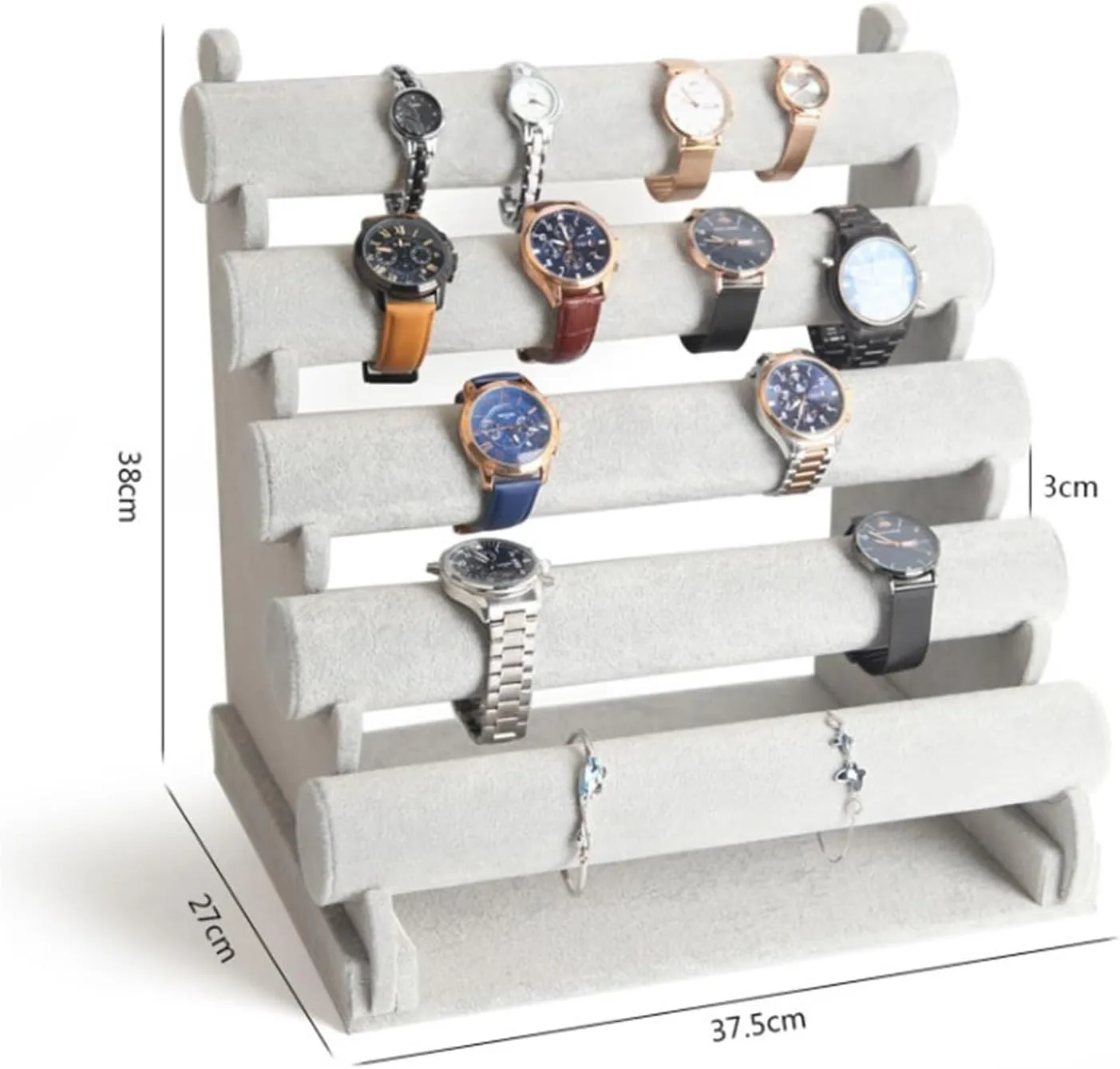 Jewelry Organizer Holder 5 Tier Bracelet Holder Jewelry Display Stand Detachable Velvet Bracelet Watch Display Stand Necklace Storage Holder Jewelry Organizers and Display Stand(Color:A)