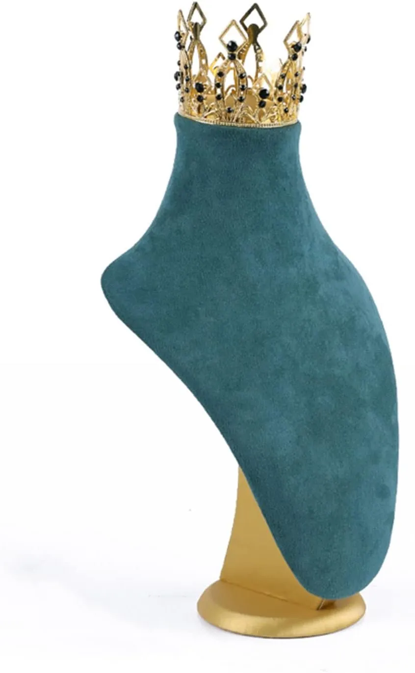 Jewelry Organizer Necklace Display Stand with Velvet Model Base Stand Bust Stand Rack for Necklaces Chain Choker Pendant Green