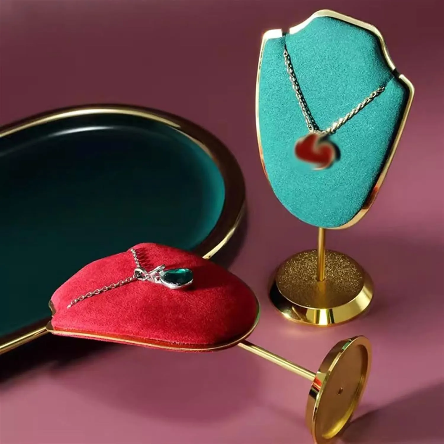 Jewelry Organizer Necklace Display Velvet Jewelry Easel Display Stand Pendants Chains Showcase Organizer Stand for Showcase Jewelry Stand (Color : A )