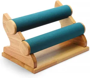Jewelry Organizer Stand Bracelet Holder with 2 Tier Racks, Velvet Jewelry Display Stands, Wooden Watch Bangle T-Bar Jewelry Organizer for Wrist Watch, Bangles and Bracelets Necklace Display Stand (Co