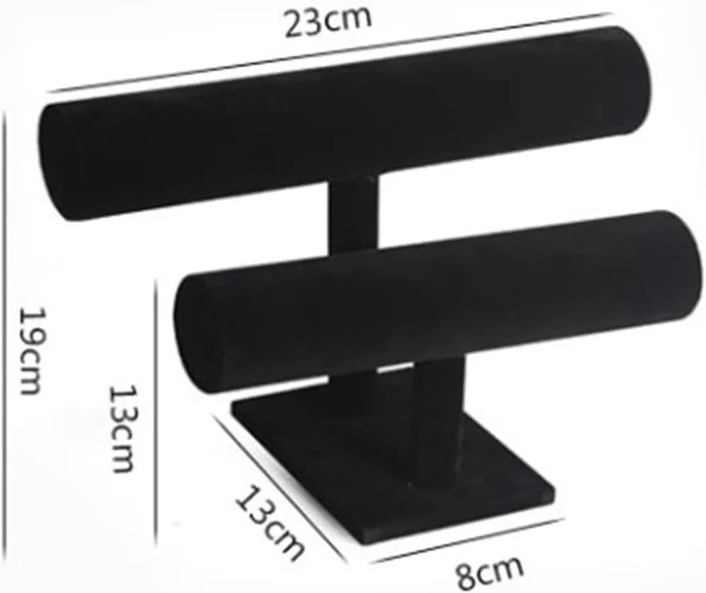 Jewelry Rack 2 Tier Bracelet Holder, Bracelet Display Stand, Velvet Jewelry Organizer Displays for Necklace Watches Bracelet Bangle Holder Jewelry Hanger(Gris)