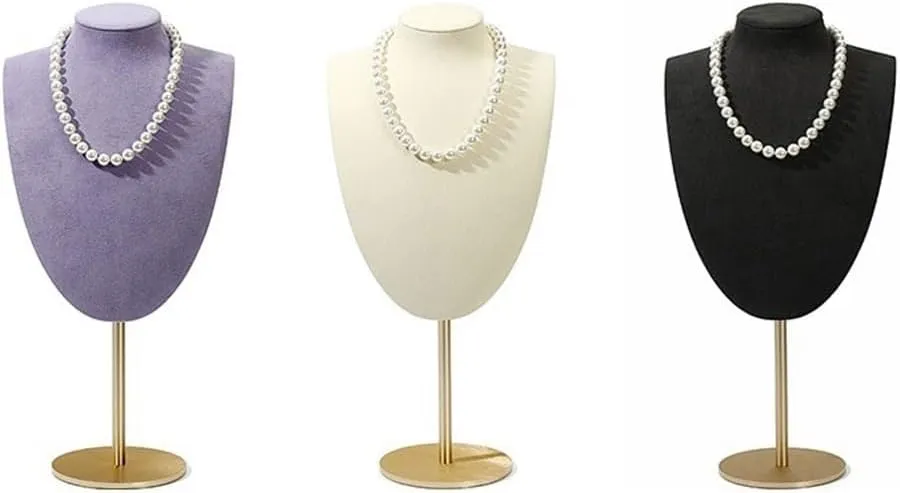 Jewelry Rack Necklace Display Rack Jewelry Store Pendant Rack Fashion Microfiber Retractable Aluminum Alloy Window Jewelry Display Stand Jewelry Display(White)