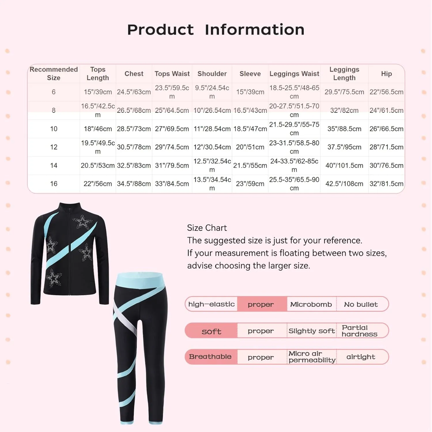 JEYPINMI Kids Girls Figure Skating Jacket with Practice Leggings Sets Gym Workout Training Costume Tracksuit