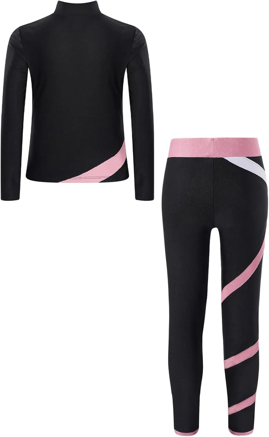 JEYPINMI Kids Girls Figure Skating Jacket with Practice Leggings Sets Gym Workout Training Costume Tracksuit