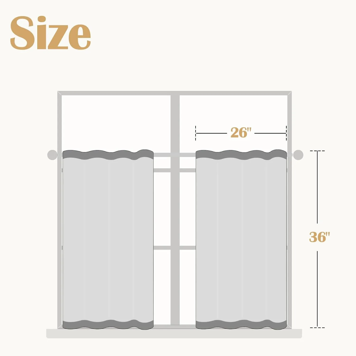 jinchan Linen Pinch Pleated Kitchen Curtains 36 Inch 2 Panels, Natural Linen Tier Curtains Back Tab Beige Farmhouse Cafe, Light Filtering Small Window Drapes for Bathroom Laundry Room Crude