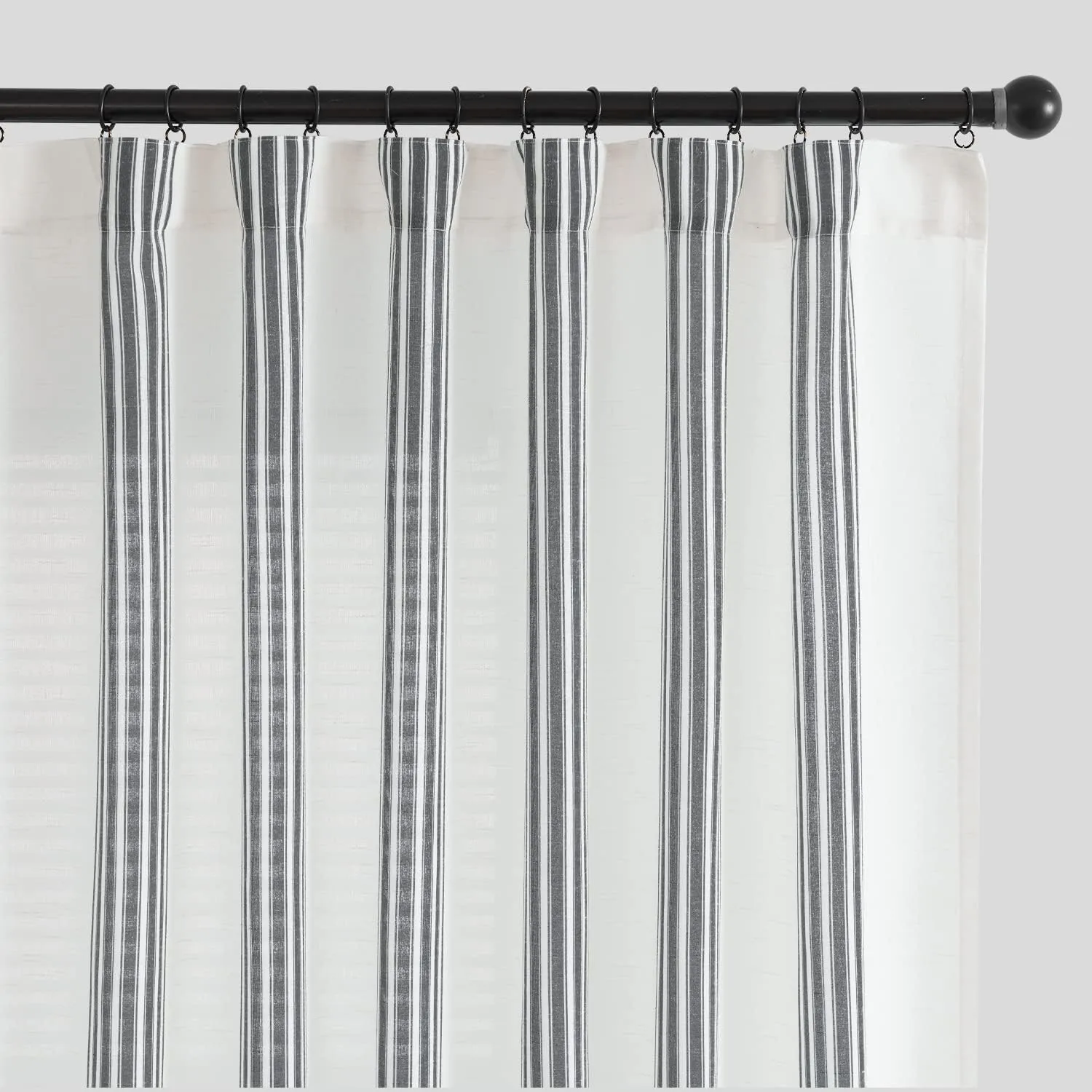 jinchan Striped Linen Blend Curtains 63 Inch Length for Living Room Black Stripe Semi Sheer Light Filtering Modern Farmhouse Drapes for Bedroom Curtain Set 2 Panels