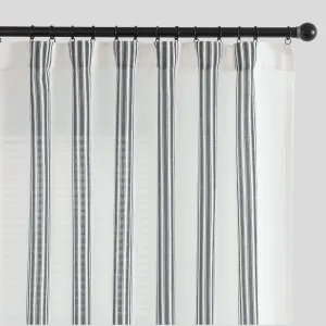 jinchan Striped Linen Blend Curtains 63 Inch Length for Living Room Black Stripe Semi Sheer Light Filtering Modern Farmhouse Drapes for Bedroom Curtain Set 2 Panels