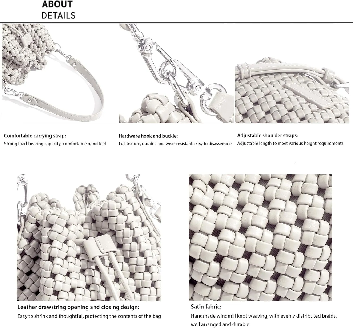 JINMANXUE Fashion Hollow Bucket Tote Bag For Women, Crossbody Female Handbag Woven Silk bag Leisure Leather Shoulder Bag