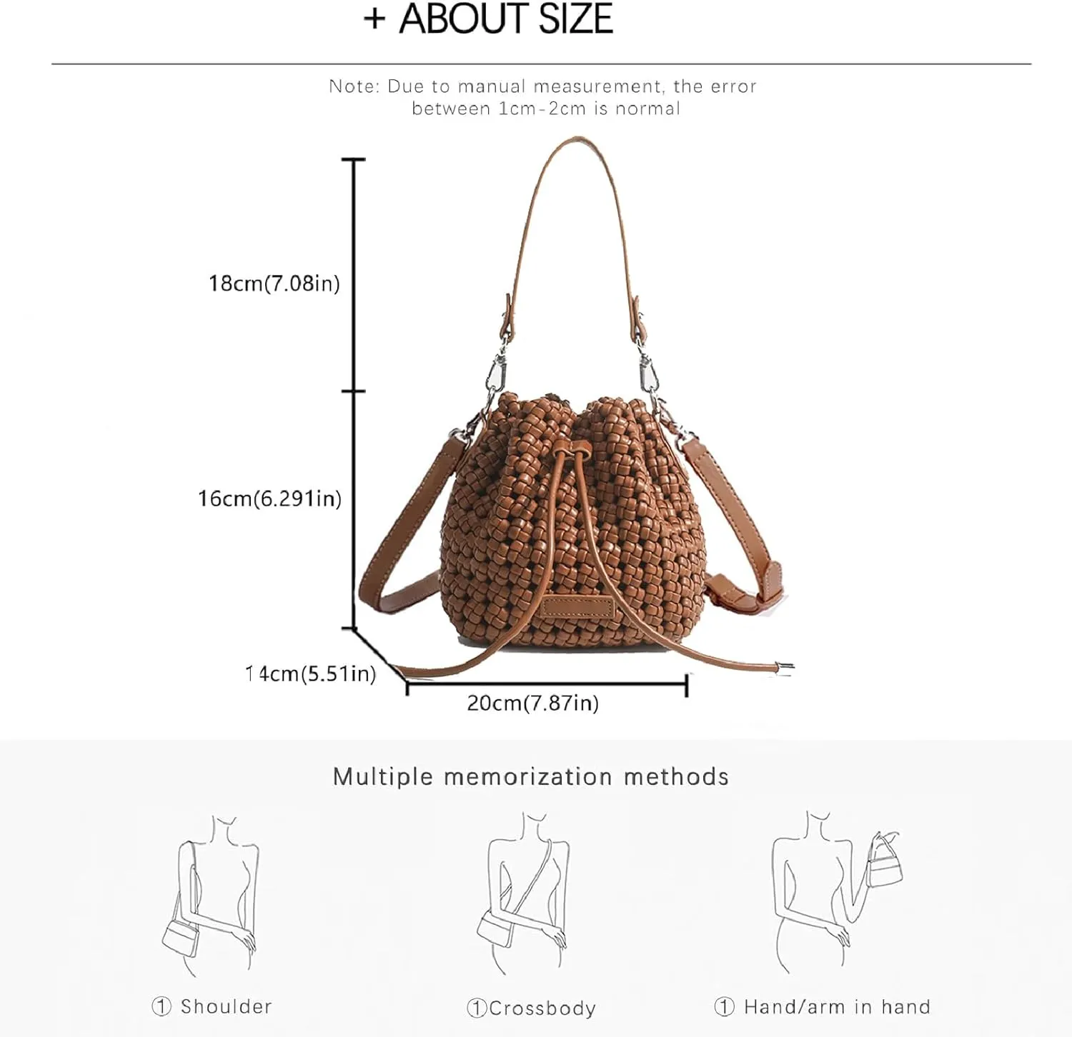 JINMANXUE Fashion Hollow Bucket Tote Bag For Women, Crossbody Female Handbag Woven Silk bag Leisure Leather Shoulder Bag