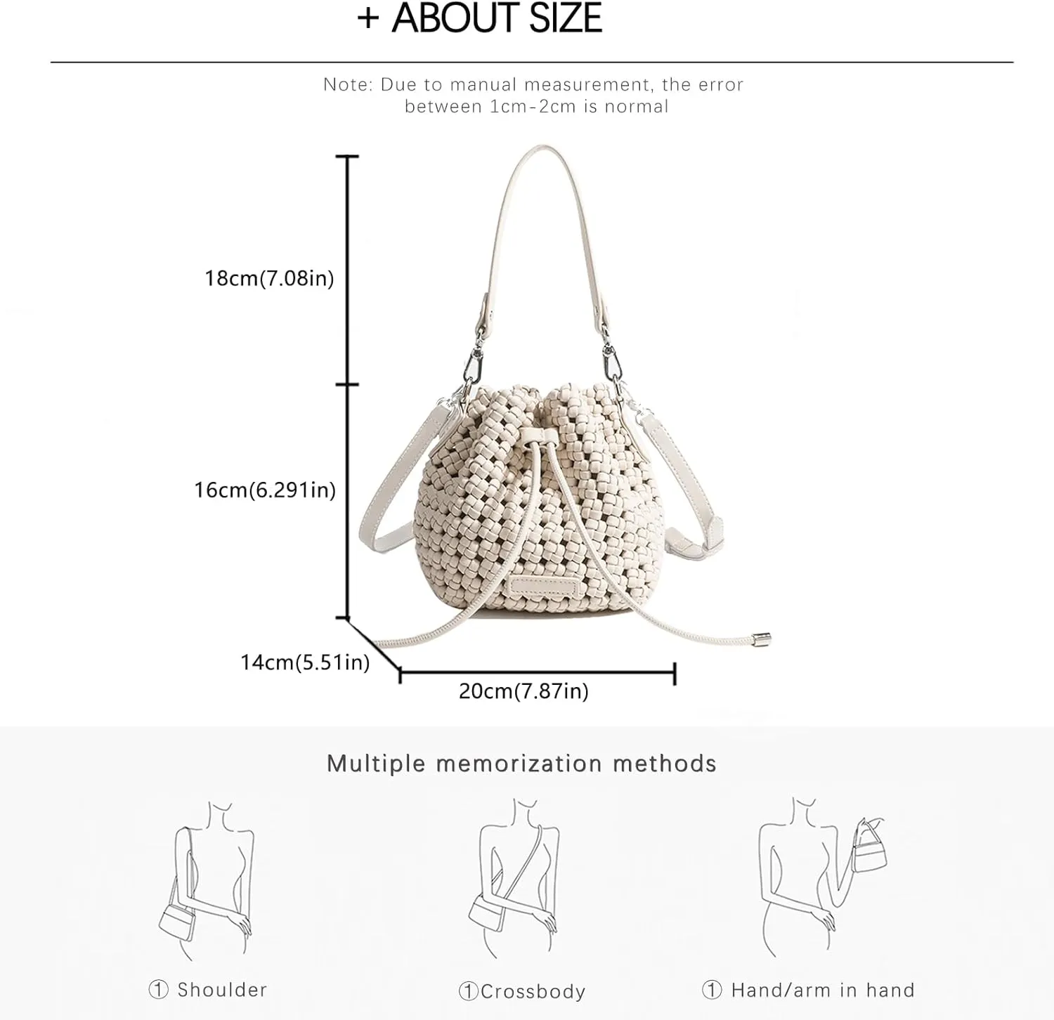 JINMANXUE Fashion Hollow Bucket Tote Bag For Women, Crossbody Female Handbag Woven Silk bag Leisure Leather Shoulder Bag