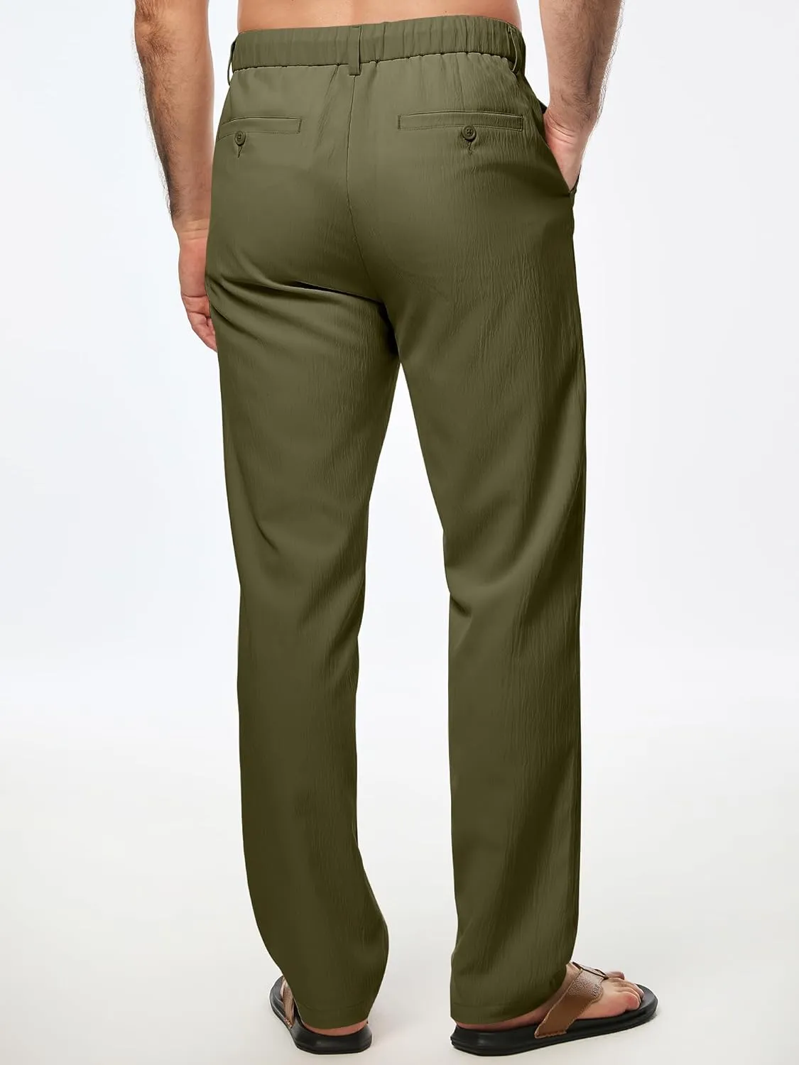JMIERR Men's Linen Drawstring Pants Elastic Waist Drawstring Lightweight Trouser Casual Yoga Summer Beach Pant