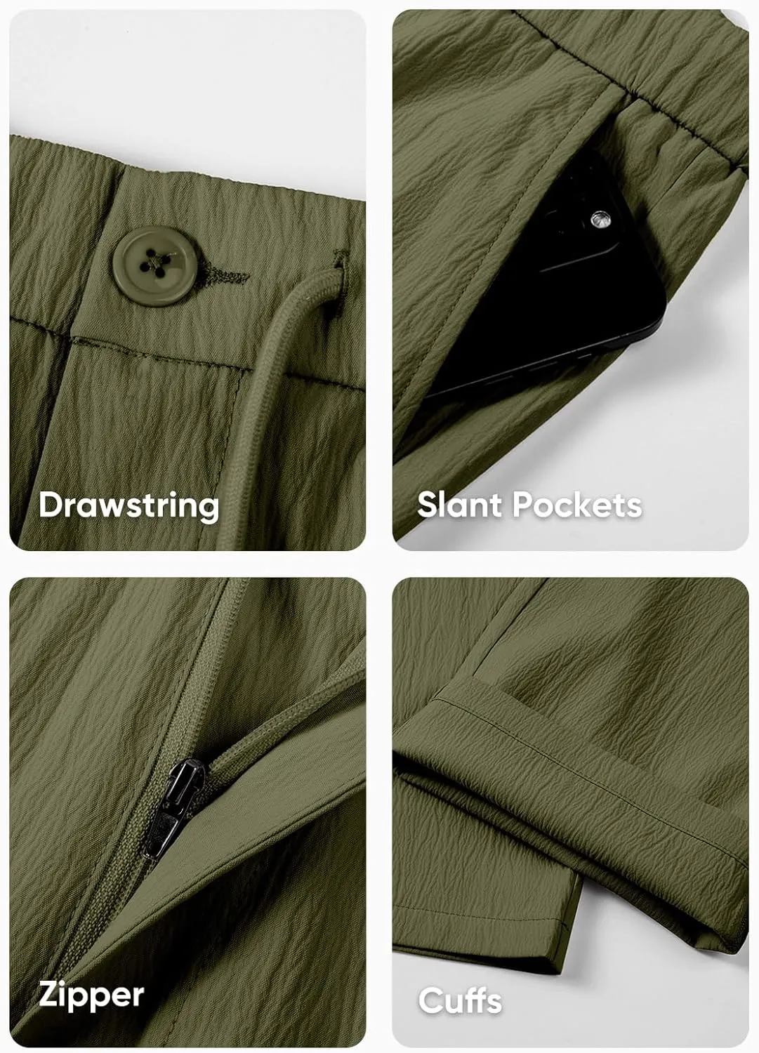 JMIERR Men's Linen Drawstring Pants Elastic Waist Drawstring Lightweight Trouser Casual Yoga Summer Beach Pant