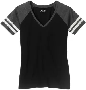 Joe's USA Ladies Distressed Retro V-Neck T-Shirts. Ladies Sizes: XS-4XL