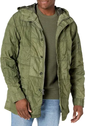 John Varvatos Star USA Men's Patrik Hooded Patchwork Parka, Algae, Medium