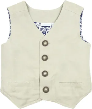 JoJo Maman Bebe Little Boys' Linen Vest Natural