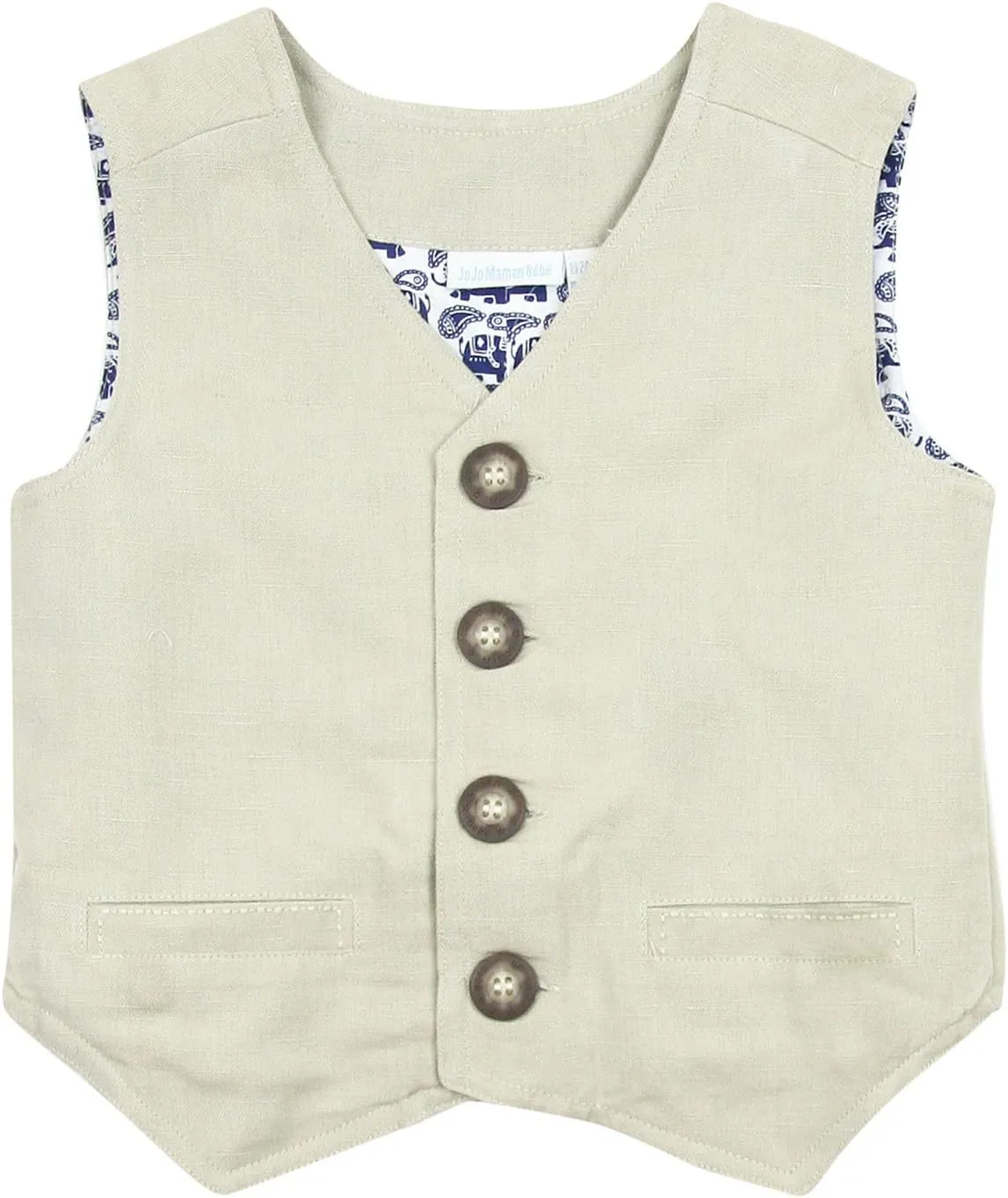 JoJo Maman Bebe Little Boys' Linen Vest Natural