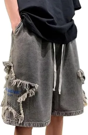 Jorts Y2k Mens Baggy Jean Shorts Alt Grunge Denim Shorts Summer Wide Leg Loose Jorts Vintage Hip Hop Designer Shorts